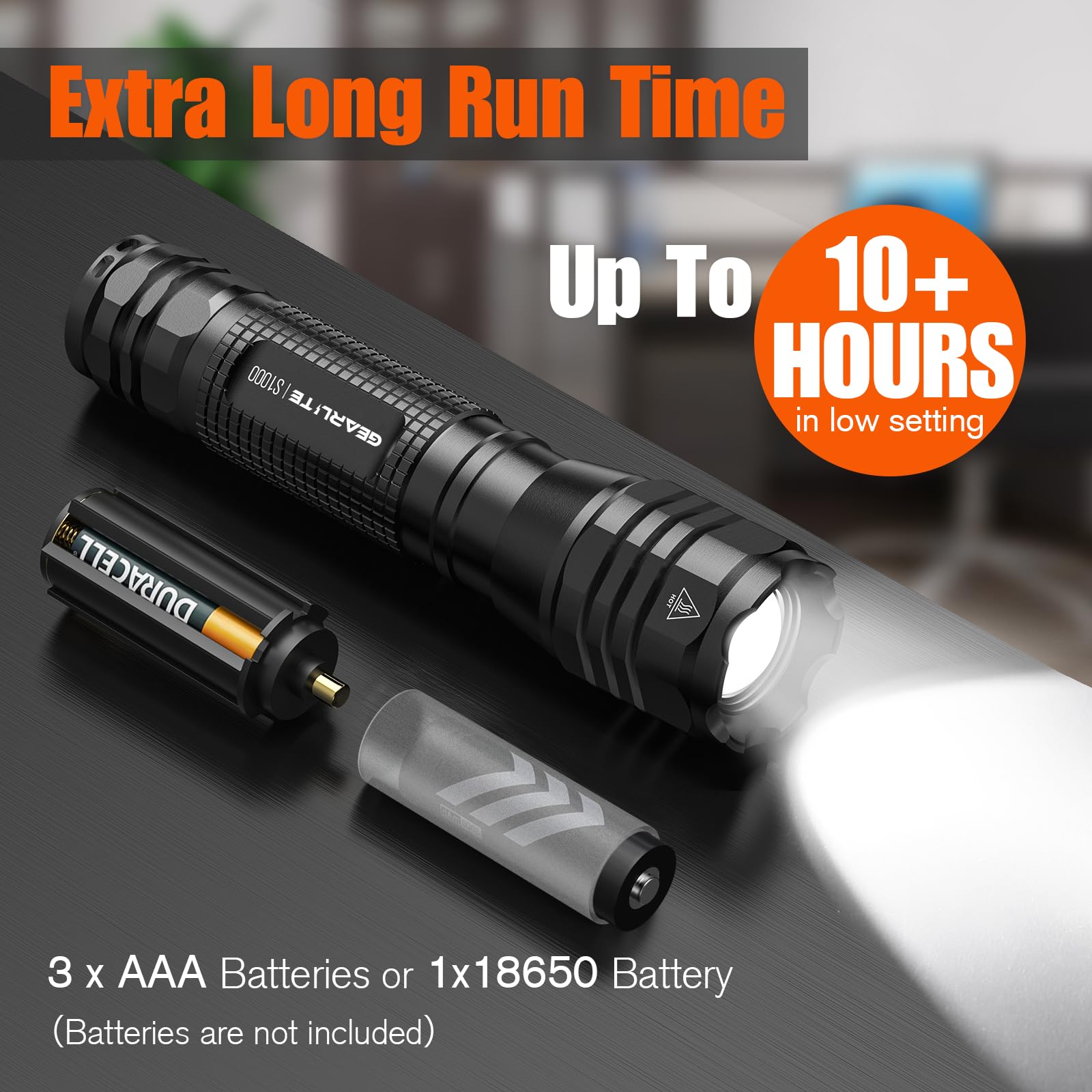 GEARLITE Linternas LED Alta Potencia Pilas, 2 Piezas Linterna Pequeña Potente de Aluminio de 4000 Lumenes con 5 Modos, Mini Linterna Impermeable IP65 con Zoom para Niños, Camping, Exteriores, Regalo