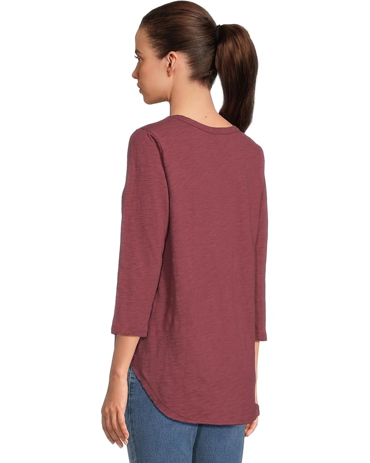 Mod-o-doc 3/4 Sleeve V-Neck Tee with Curved Hem - #3 of 5