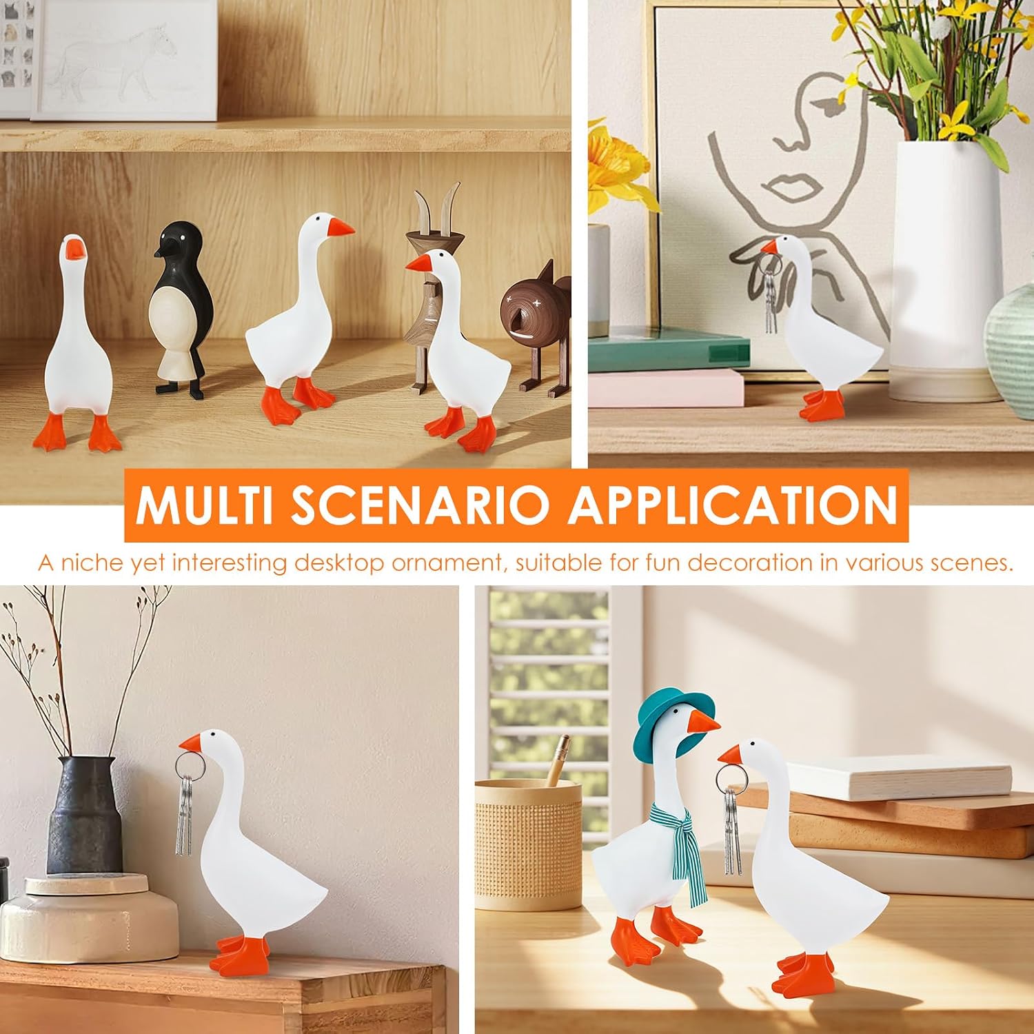 3pcs Magnetic Goose Key Holder, 6.4inch Resin Goose Statue Figurine, image 4