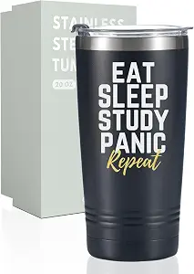 Onebttl College Student Gifts Tumbler, 20oz Stainless Steel Cup, Black Sleep Repeat