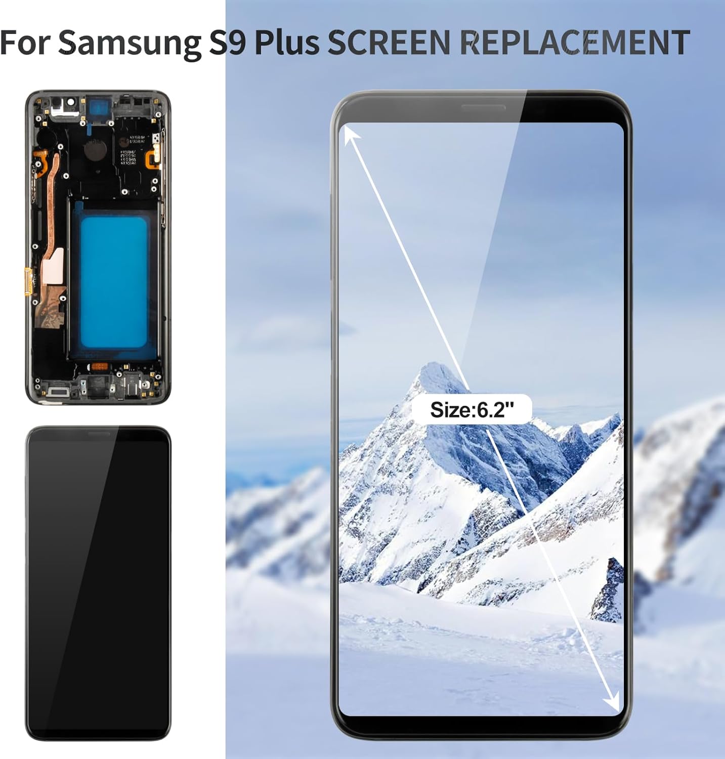 TFT for Samsung S9 Plus Screen for Samsung Galaxy S9 Plus LCD Touch Digitizer Screen Replacement for Samsung S9 Plus Display Repair with Frame SM-G965 (Black)