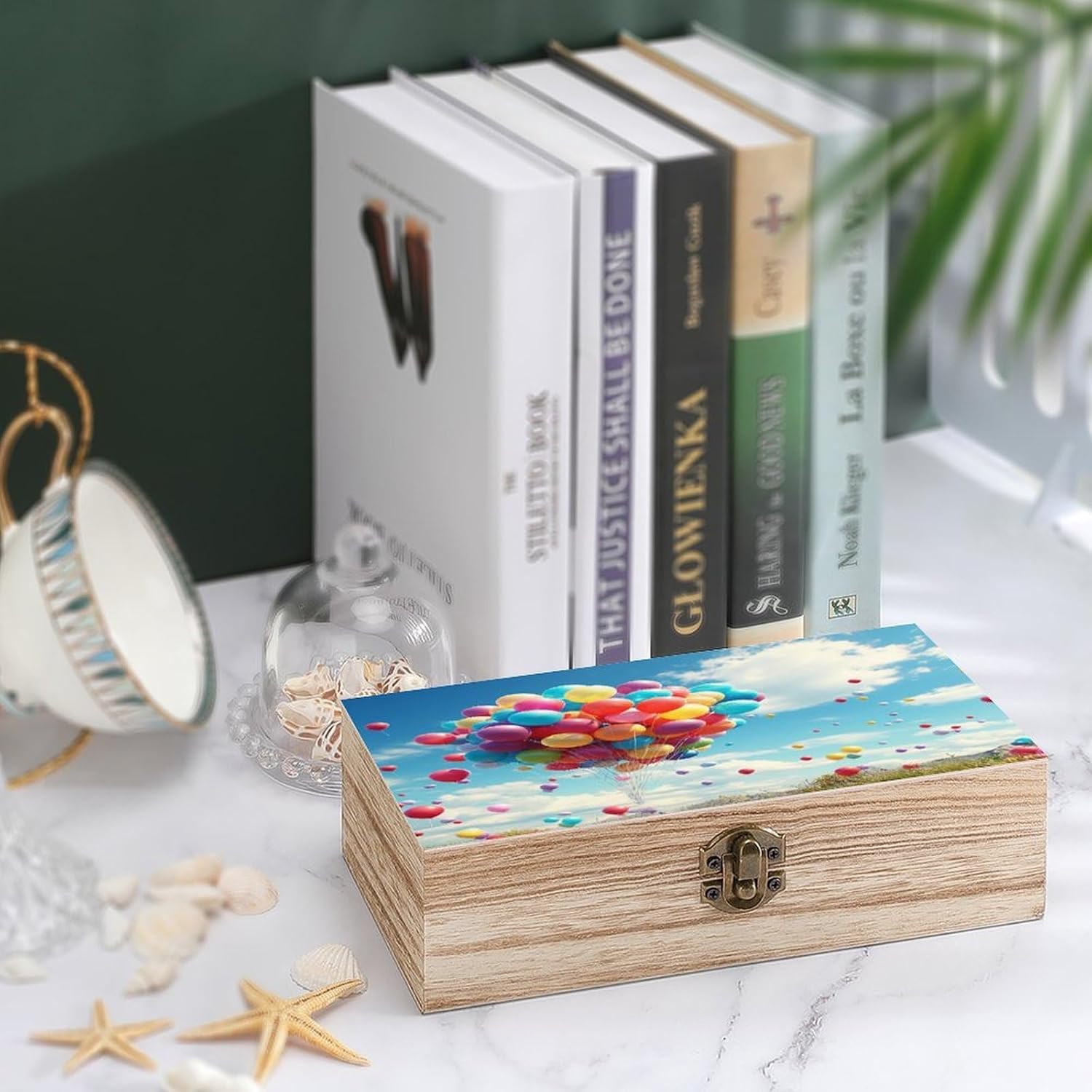 Wooden Storage Box with Hinged Lid Decorative Jewelry Box image 4