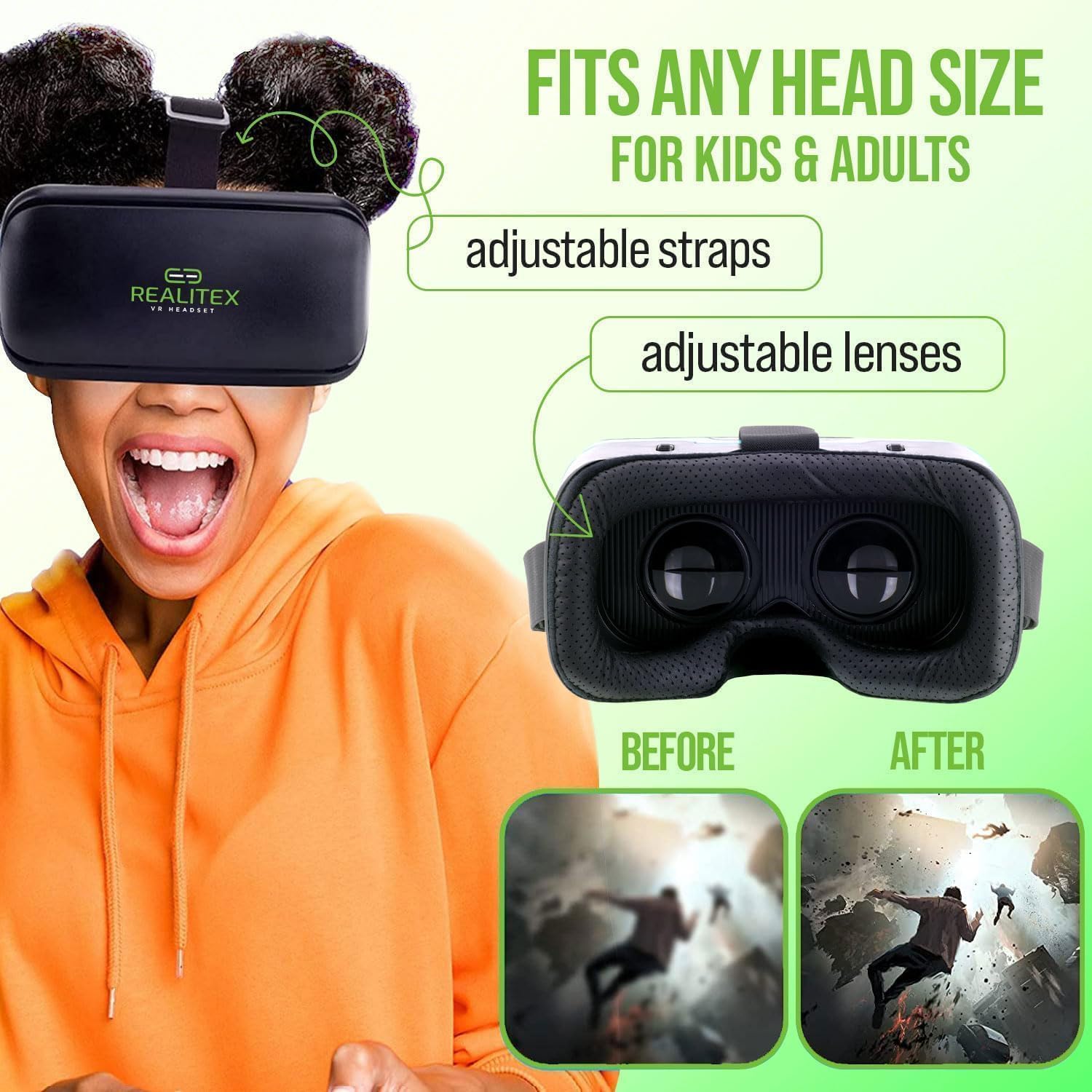 3D VR Headset for Kids + Android Remote - for iPhone & Android Phones | with 3D VR Videos & Apps Links | Virtual Reality Goggles Set for Beginners
