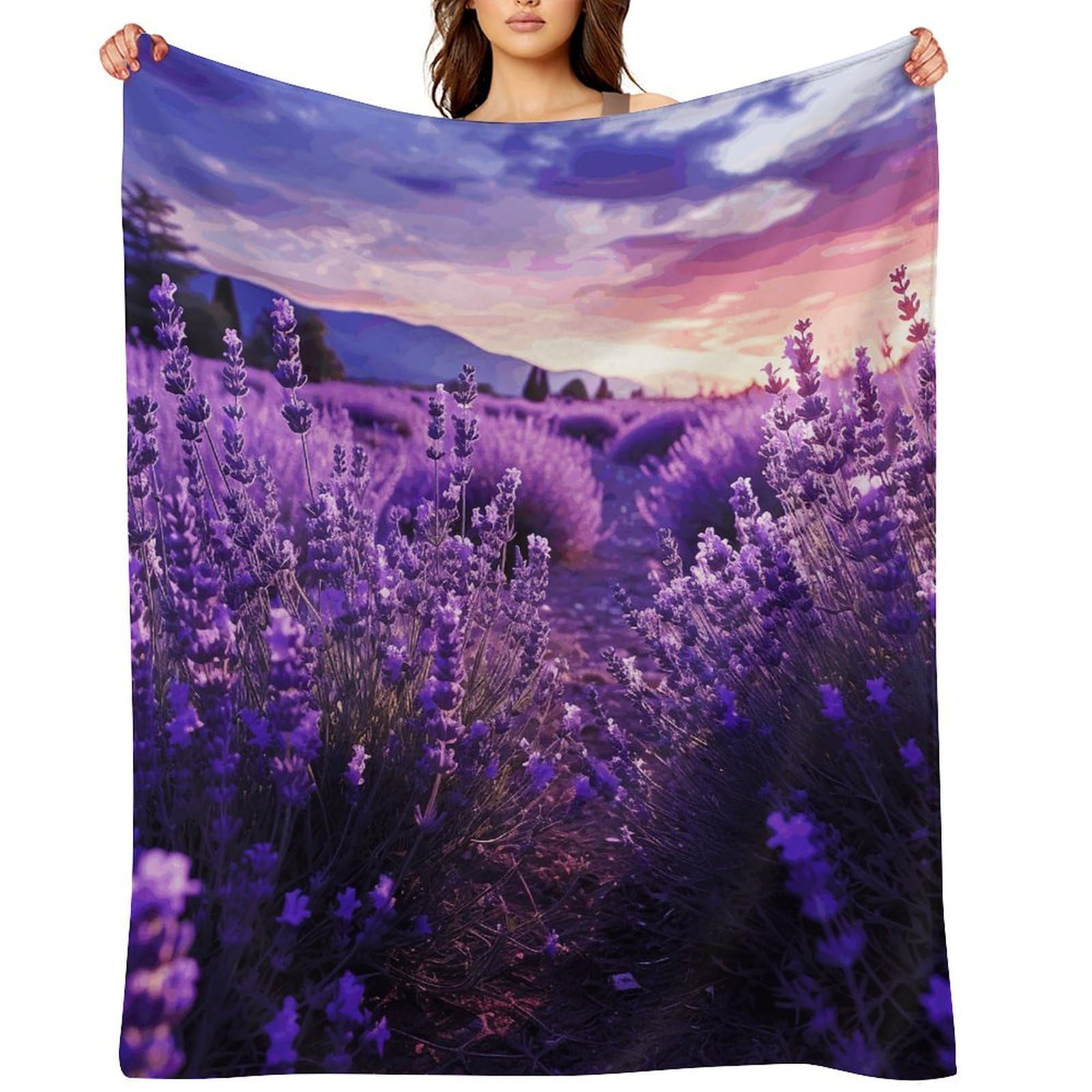 Flannel Fleece Throw Blanket - 50"x60" Super Soft Plush,Lightweight Wrinkle Resistant Cozy Purple Lavender Blanket for Couch Sofa Bed Travel Camping and Gift