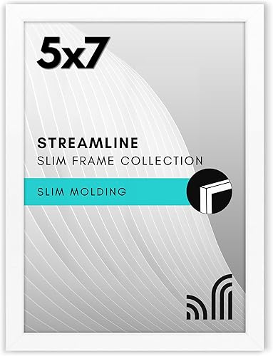 Vista 95 de Americanflat - Portarretratos de 7x10 pulgadas con borde delgado y vidrio inastillable, colección Streamline, marco para exhibir en pared y mesa