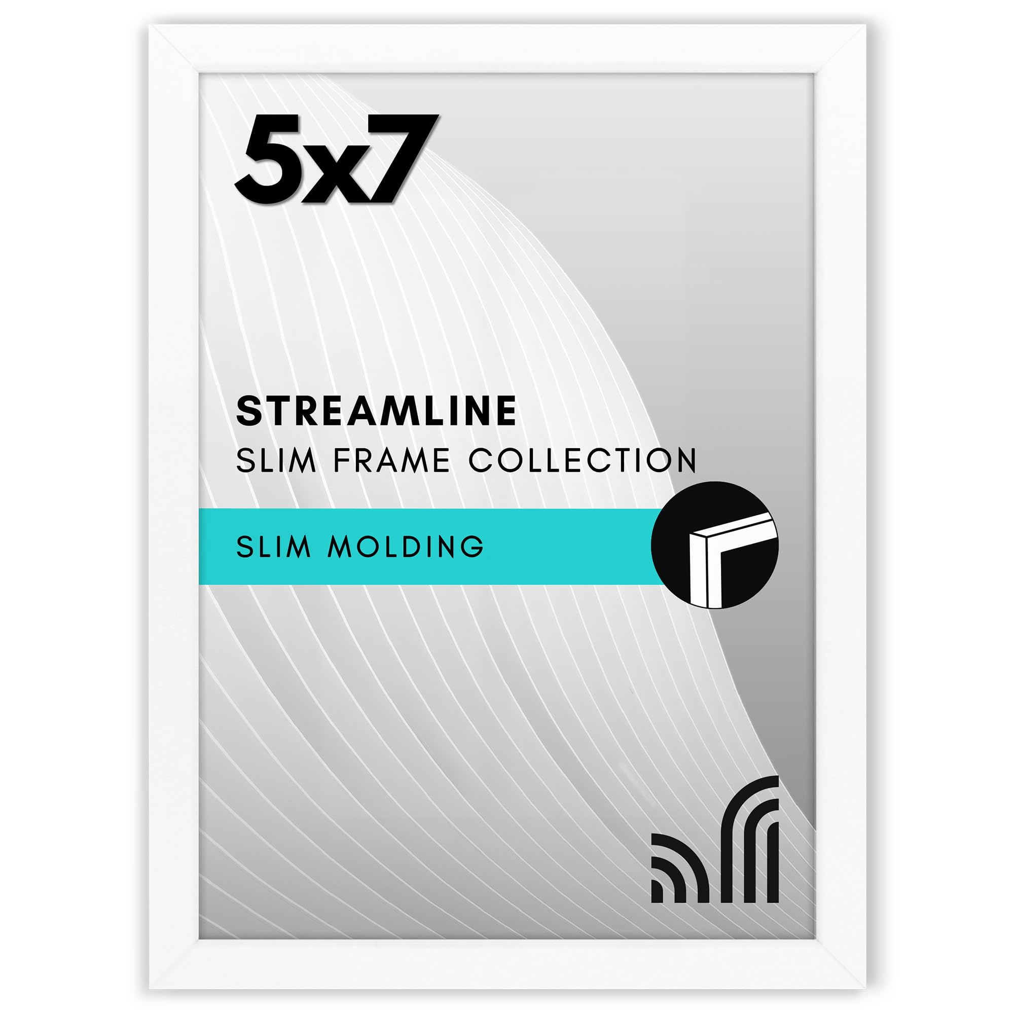 Americanflat 5x7 Picture Frame with Shatter-Resistant Glass - Streamline Collection - Thin Border Photo Frame for Tabletop and Wall Display - Hanging Hardware and Easel Stand Included - White