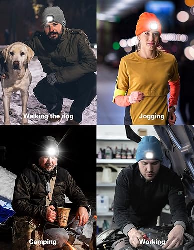 Miniatura 3 de Gorro unisex Bluetooth con luz, gorro de punto musical mejorado con auriculares y altavoces estéreo integrados y micrófono, sombrero LED para