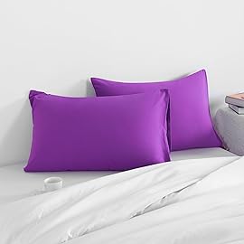 NTBAY Toddler Pillow Cases Set of 2, 2 Pack Brushed Microfiber 14x20 Pillow Cases, Soft, Wrinkle, Fade, Stain Resistant Purple Pillow Cases with Envelope Closure, 14x20 Inches, Purple