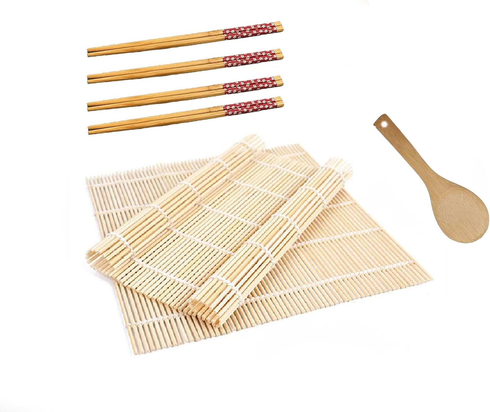 BZG Sushi making kit, Bamboo Sushi Rolling Mat,Sushi maker, Sushi roll maker (9.5" x 9.6") (white2)