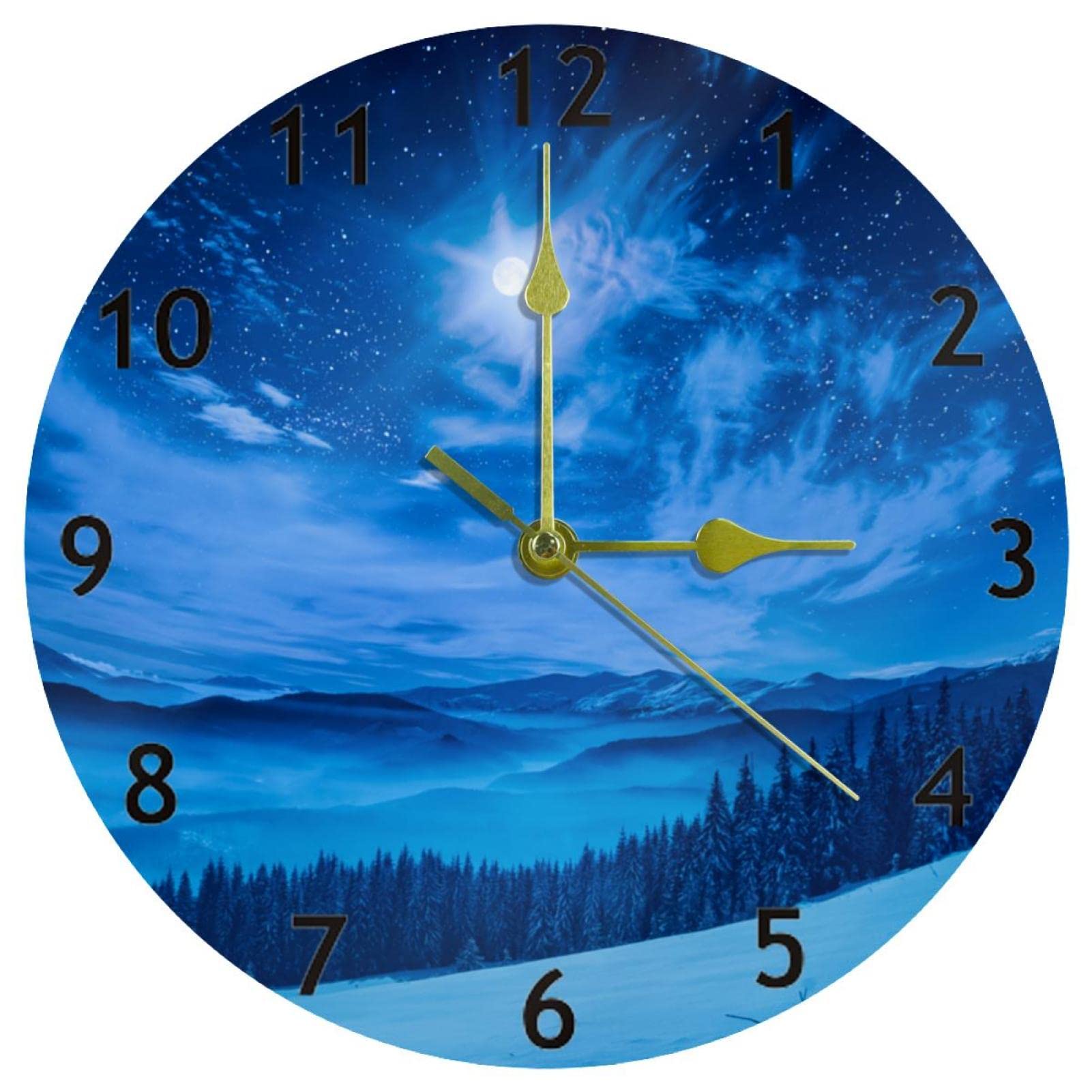 Horloge murale silencieuse à quartz bleu ciel étoilé 25 cm