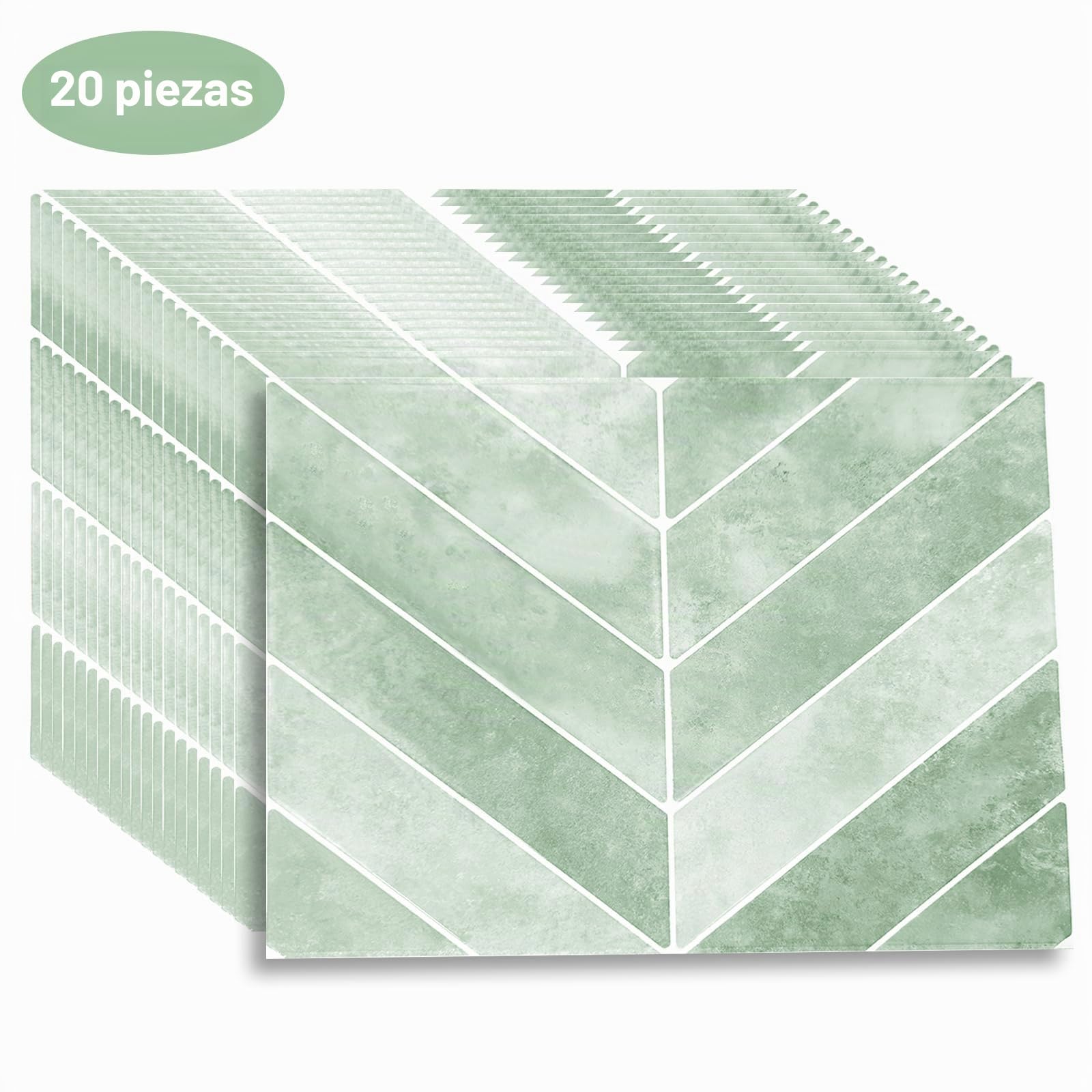 Adhesivos para Azulejos 28,7×22,9 cm, Impermeables 3D (Verde, 20 Unidades)
