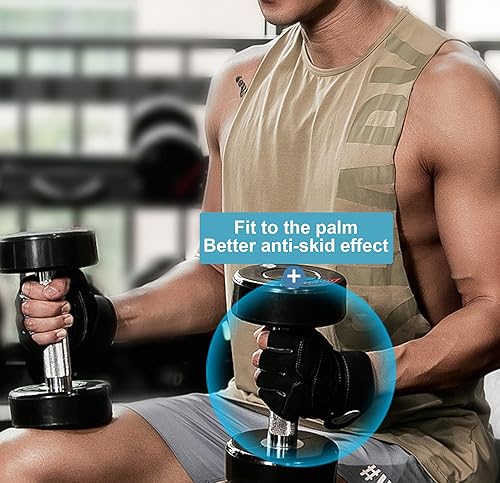 Miniatura 5 de Guantes de entrenamiento, guantes de gimnasio para hombres, muñequeras para levantamiento de muñecas, guantes para entrenamiento, guantes de