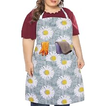 LOLOMLO Oversize Canvas Cotton Apron, Extra Large Aprons with Long Strap, Adjustable Neck Tear Resistant Plus Size aprons