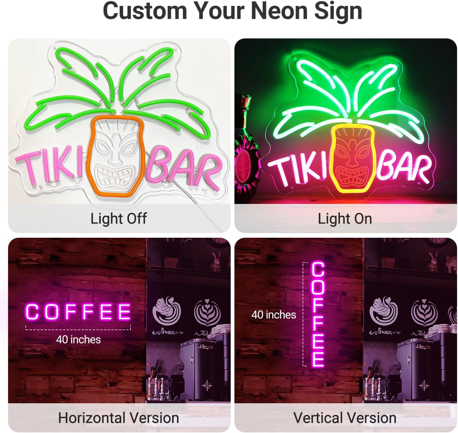 Outdoor Custom Neon Sign Waterproof IP67 Pro, 15-50IN Customizable Large LED Neon Signs for Backyard, Patio, Poolside, Wedding, Party, Personalized Dimmable Neon Light Up Sign Decor for Business Cafe Bistro Studio Logo