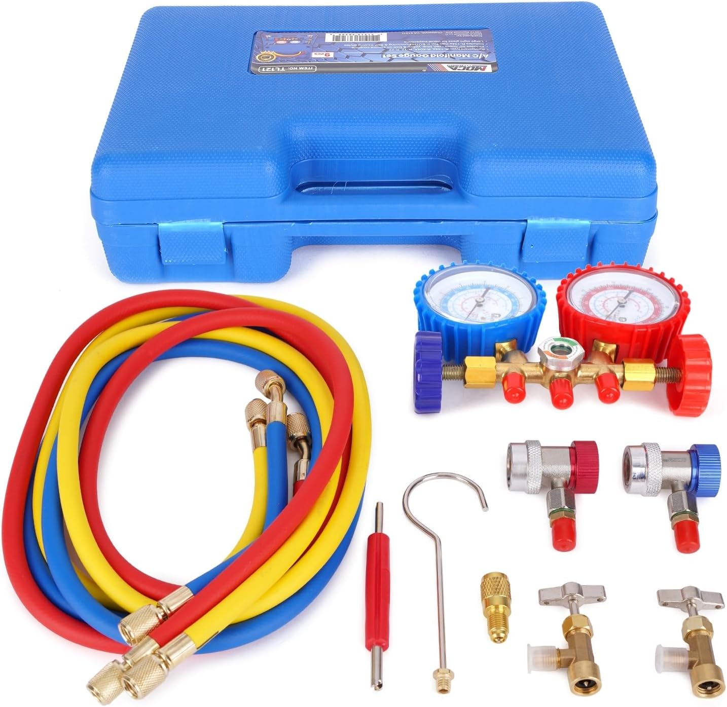 MOCA TL17193 A/C Manifold Gauge Set Fit R-134a, R-404A, R-12, R-22 Common Cool Gas Meter
