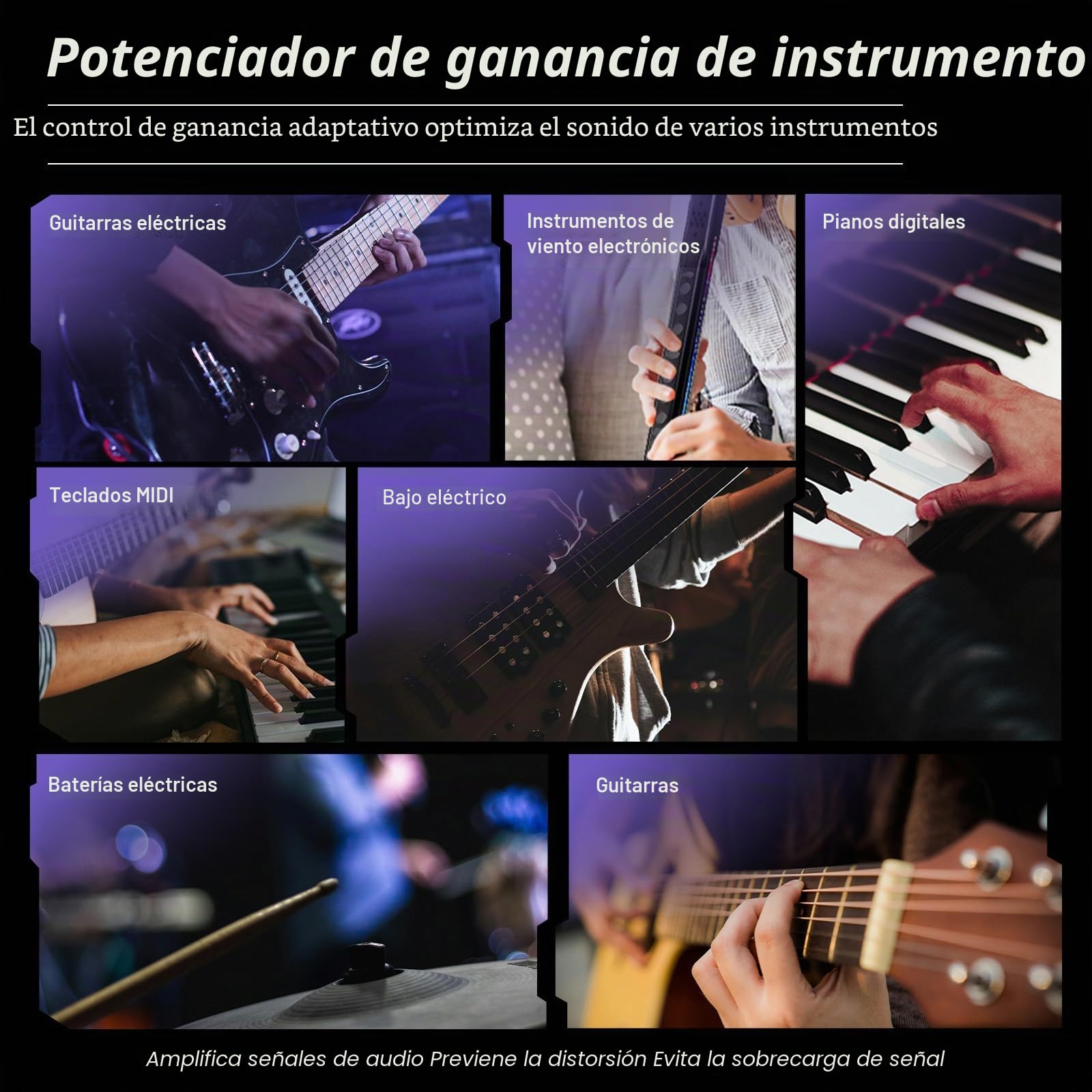 Synido Interfaz de audio portátil para guitarra, adaptador de audio de 24 bits/96 kHz con puertos USB-C, Inst./auriculares para transmisión en vivo, equipo de grabación de música para iPad/iPhone