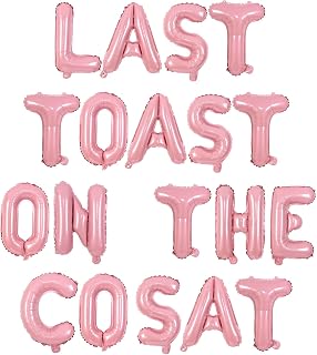 Last Toast On The Coast Bachelorette Party Decor Pink Last Toast On the Coast Balloon Banner Diamond Ring Champagne Balloon Beach Bachelorette Decor for Nautical Coastal Summer Pool Party