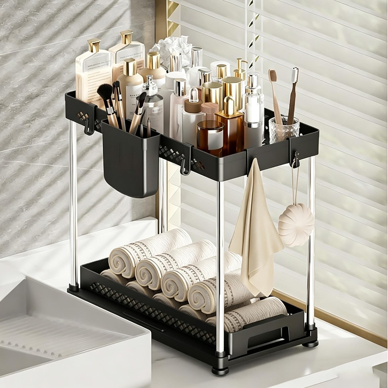 2 Pack Under Sink Organizer Pull Out Drawer