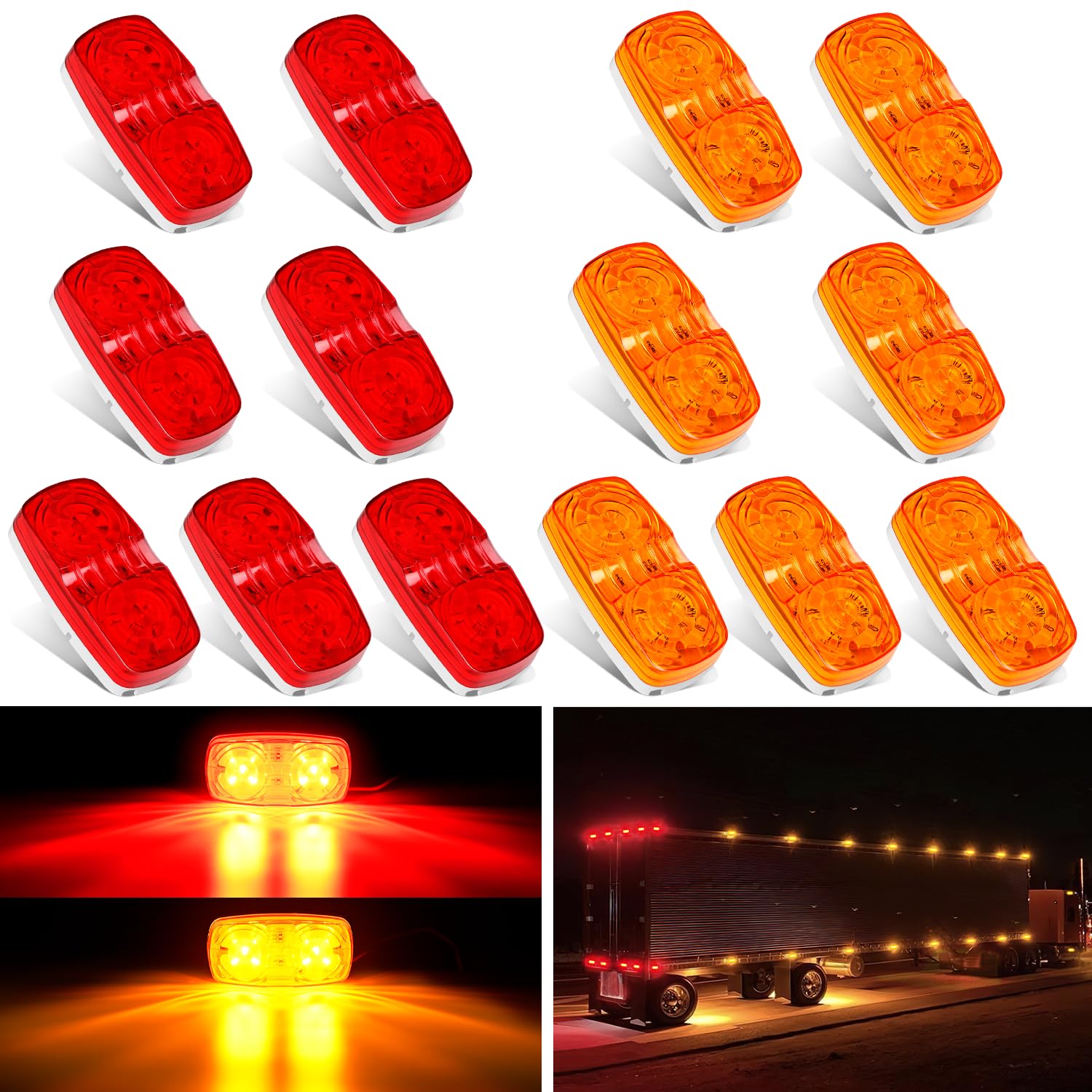 Amazon.com: Nilight Double Bullseye Marker Light 14PCS Red Amber 10LED ...