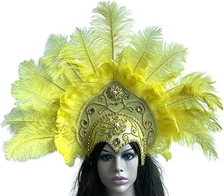 SkyPOOU Diadema colorida con plumas para el pelo, carnaval, celebración, fiesta, diadema para adultos, cosplay, diadema étnica para eventos temáticos