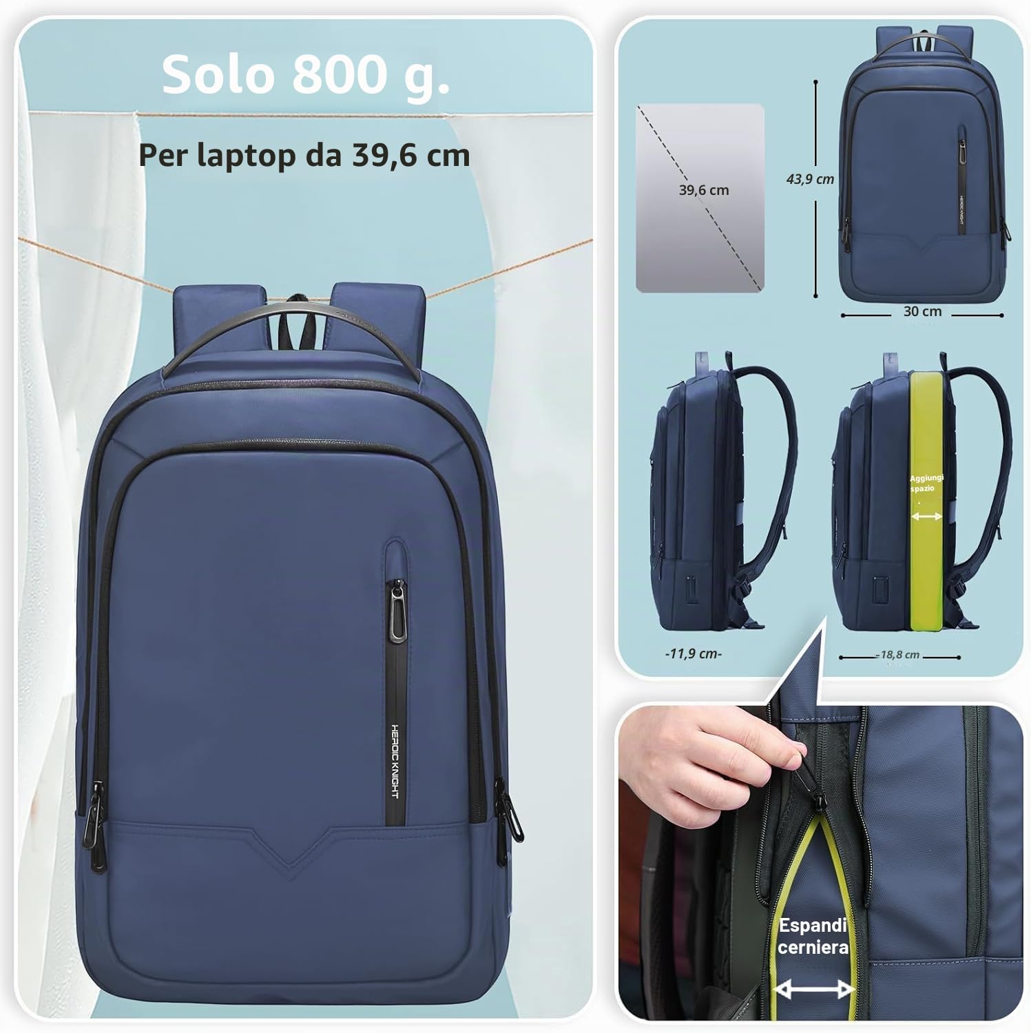 Zaino per Computer Portatili da Uomo Zaini per PC portatili | PC 15,6 pollici con porta USB antifurto Grande Capacità Resistente all'Acqua per lavoro Quotidiano Viaggio Università,Blu