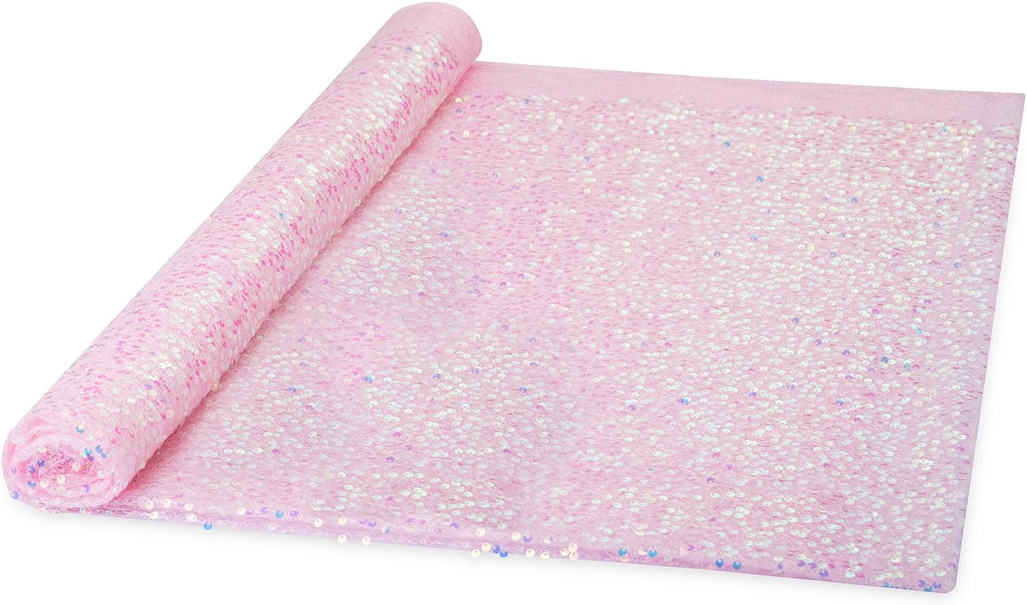 Sequin Fabric Pink 8 Yard Glitter Sheer Fabric 5mm Glitter Fabric 8 Yard Sparkly Fabric by The Yard Mesh Fabric Reversible Sequin Fabric Great for Dress Wedding Table Decoration DIY Crafts