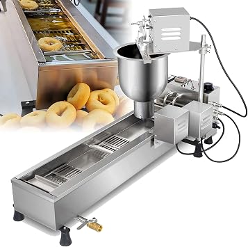 Donut Maker | Automatic Donut Machine | Stainless Steel, Single Row Auto Doughnut Maker, 7L Hopper Donut Maker with 3 Sizes Molds, Doughnut Fryer