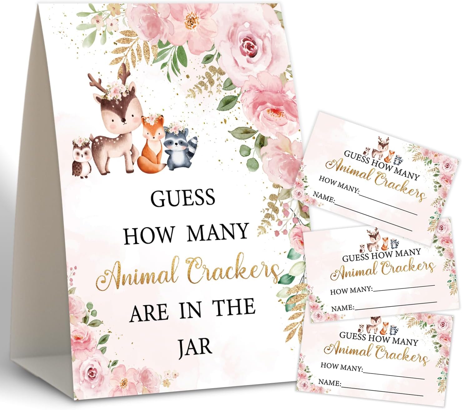Woodland Animals Baby Shower Guess How Many Animal Crackers Kit De Fête