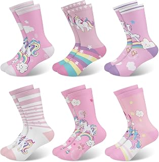 6 Pares Calcetines Niñas Infantiles Rosas de Dibujos Animados Lindos