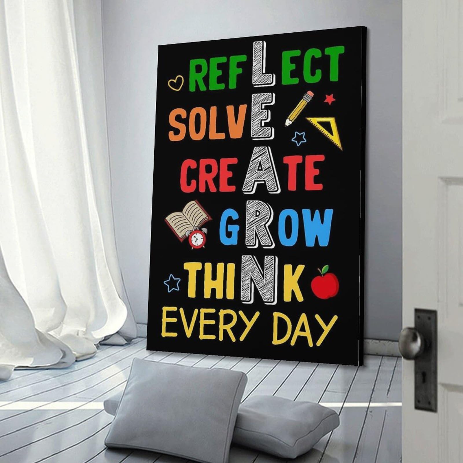 Wandkunst, inspirierendes Klassenzimmer-Dekor, motivierendes Poster, dekorative Malerei, Leinwand, Wandposter und Kunstdruck, moderne Familienschlafzimmer-Dekoration, Poster, 61 x 91,4 cm (6 Stück)