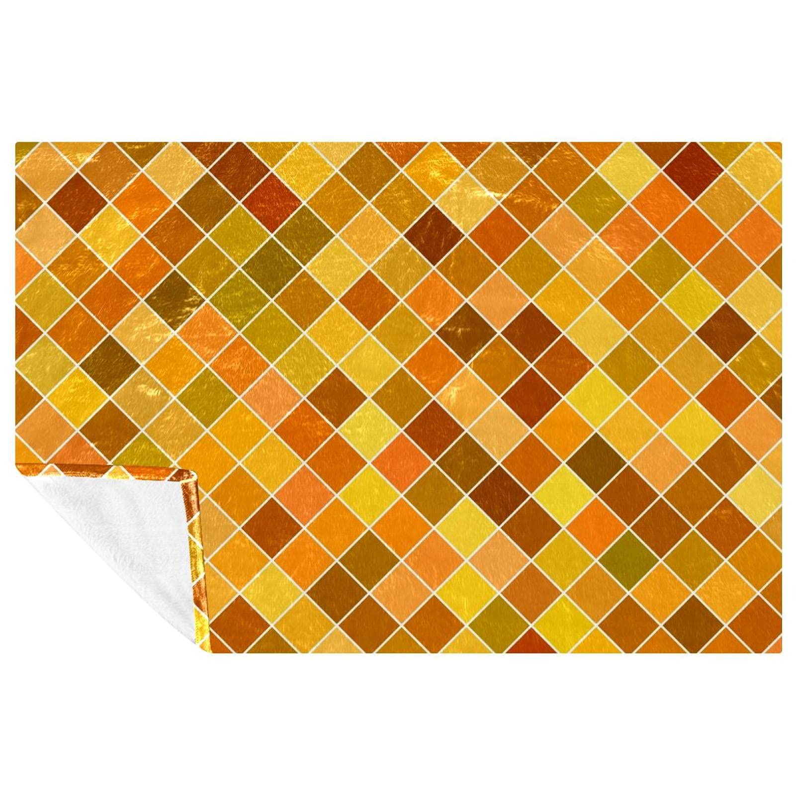 Couverture douce de qualité supérieure motif carré géométrique lit