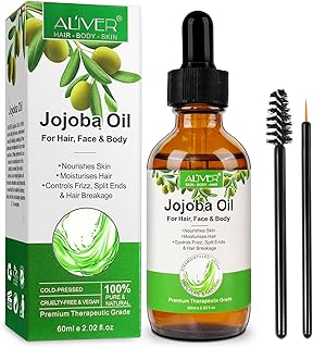 Organic 60ML-Jojoba Oil 100% Pure for Face, Nails, Natural Colorless Odorless Jojoba Oil Cold Pressed Unrefined-Hair Growth Oil Improve for Dry Damaged Skin and Hair