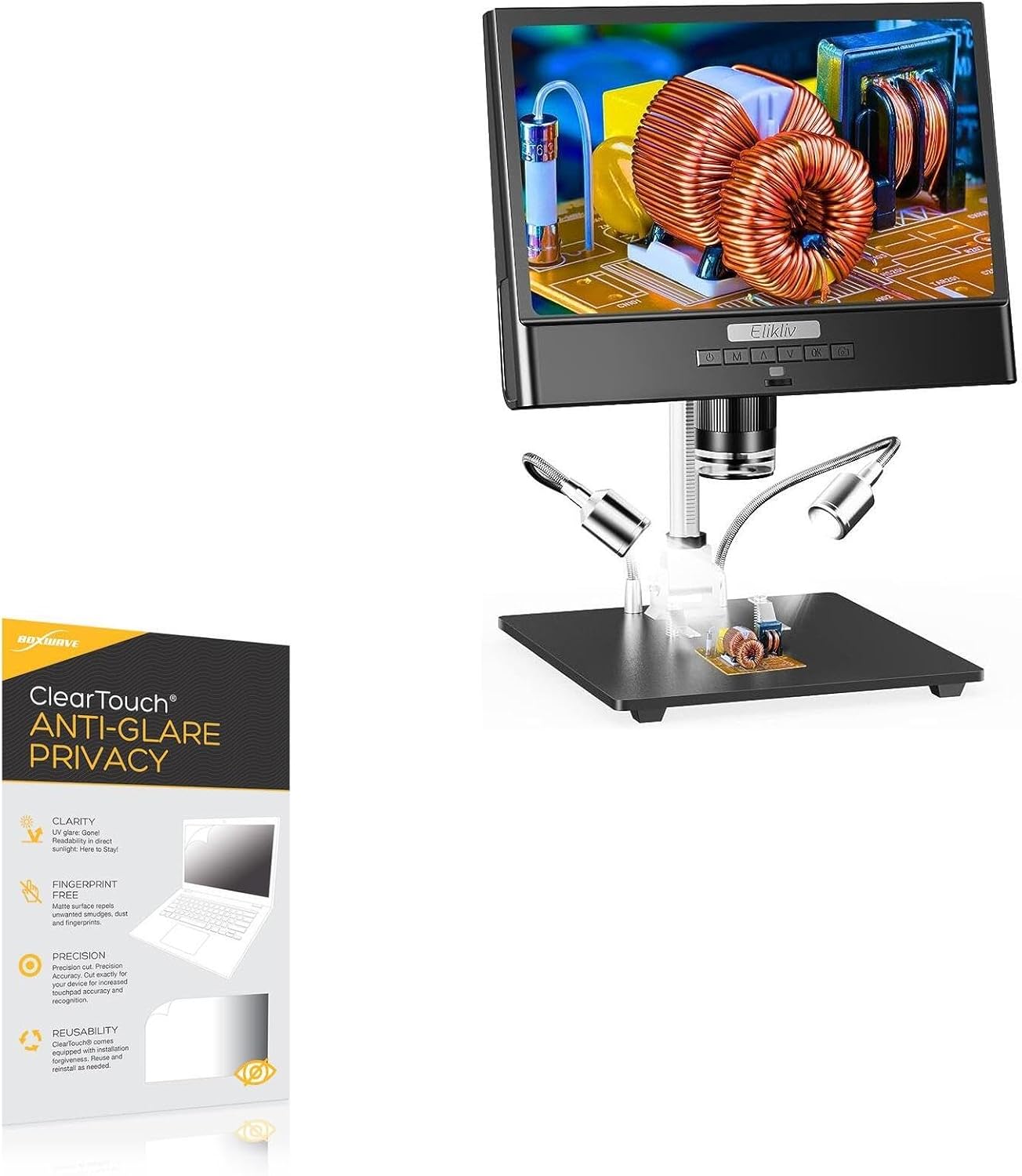 BoxWave Screen Protector Compatible with Elikliv EDM12 LCD Digital Microscope (10 in) - ClearTouch Anti-Glare Privacy (2-Pack), Privacy Screen Protector Flexible Film Anti-Glare