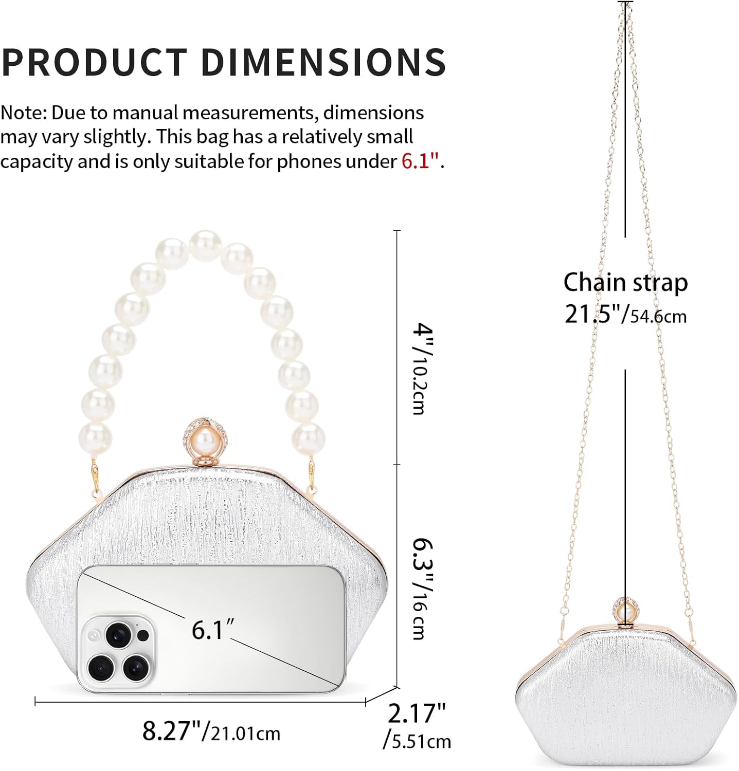 RNIEGA Clutch Purses for Women, Evening Bag with Detachable Chain Ladies Sparkling Party Handbag Wedding Bags