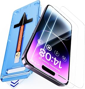MAGIC JOHN 2 Pack for iPhone 14 Pro Max 6.7 inch Tempered Glass Screen Protector, Auto Dust-Elimination Installation, Dynamic Island Compatible, HD Clear, Easy Installation