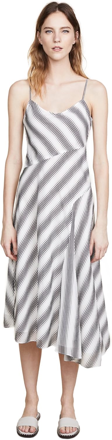 Theory Womens Athens Striped A-line Dress, Black, 4