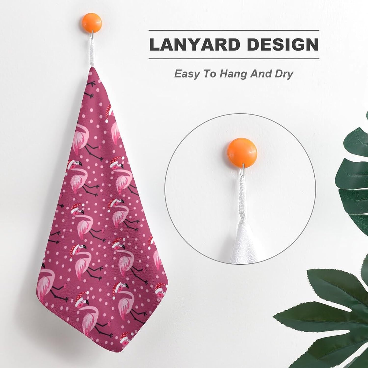 Flamingo with Santa Hat Hand Towels for Bathroom Kitchen Towels Small Towel Handkerchiefs with Hanging Loop 4PCS