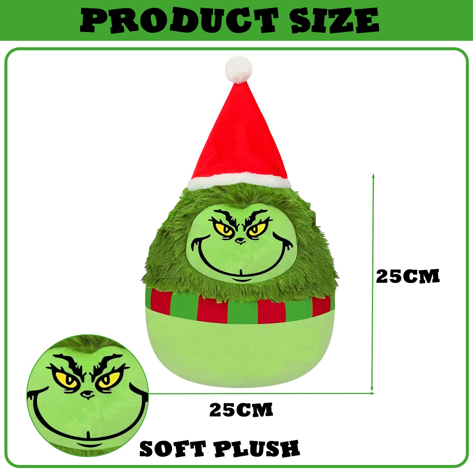 Cute Christmas Grinch Soft Plush Toy,Xmas Grinch Plush Pillow