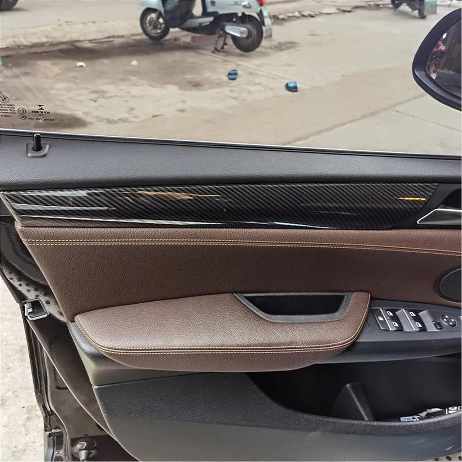 Compatible with BMW X3 F25 X4 F26 2011-2017 ABS Carbon Fiber Style Car Inner Door Decoration Strip Trim Cover Interior Accessories(Oak Wood Grain)