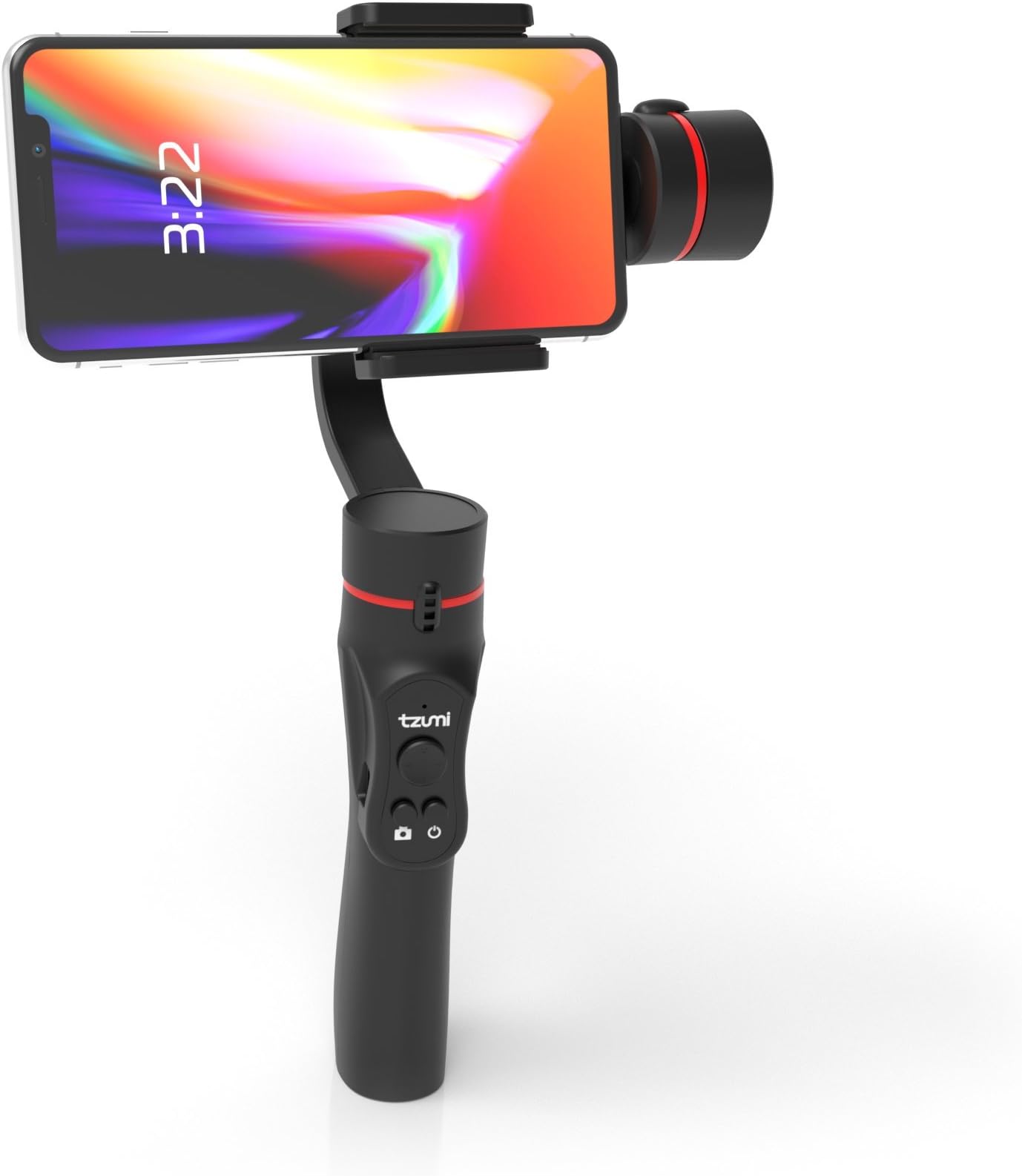 Tzumi SteadyGo Smartphone Stabilizing Gimbal – Motorized Rechargeable 3-Axis Handheld Gimbal for Smooth, Steady Digital Photography and Advanced Video Filming Techniques, Black (5643AMZ)