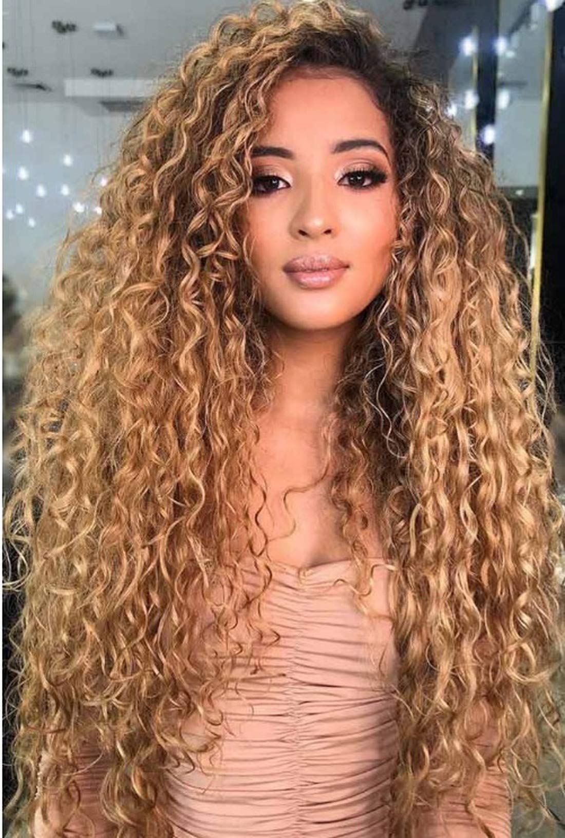 ?️ Curly Wavy Synthetic Heat Resistant Wig Amazon.com : NAYOO 26 Inch Long Curly Middle Part Synthetic  main image 2