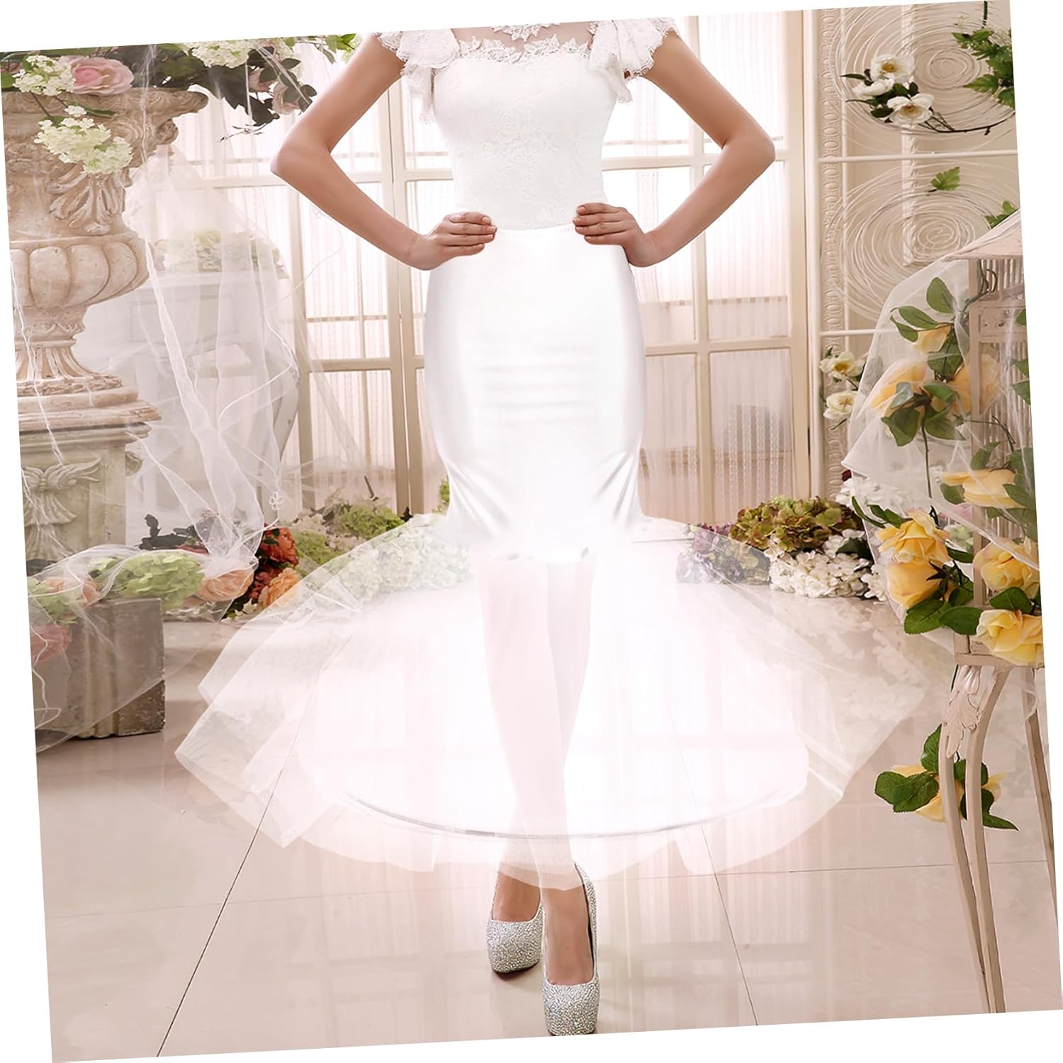 Women Mermaid Petticoat Fishtail Underskirt Trumpet Crinoline for Mermaid Wedding Bridal Dress - Image 9