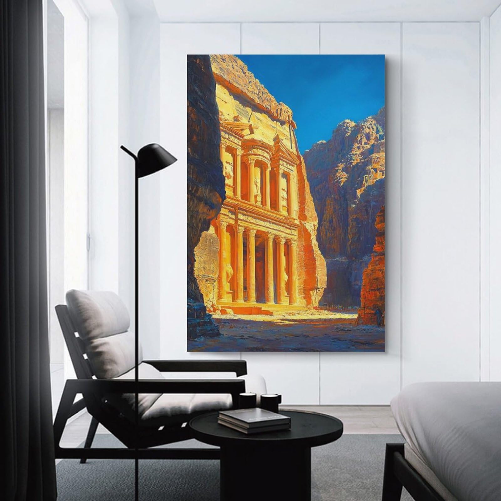 Junmoney Unframe-Style-10 Petra Treasury Wall Decor Canvas Print, 08X12inch(20X30cm), For Lounge, Bedroom Or Personal Spaces, Thoughtful Wall Decor For Art Lovers