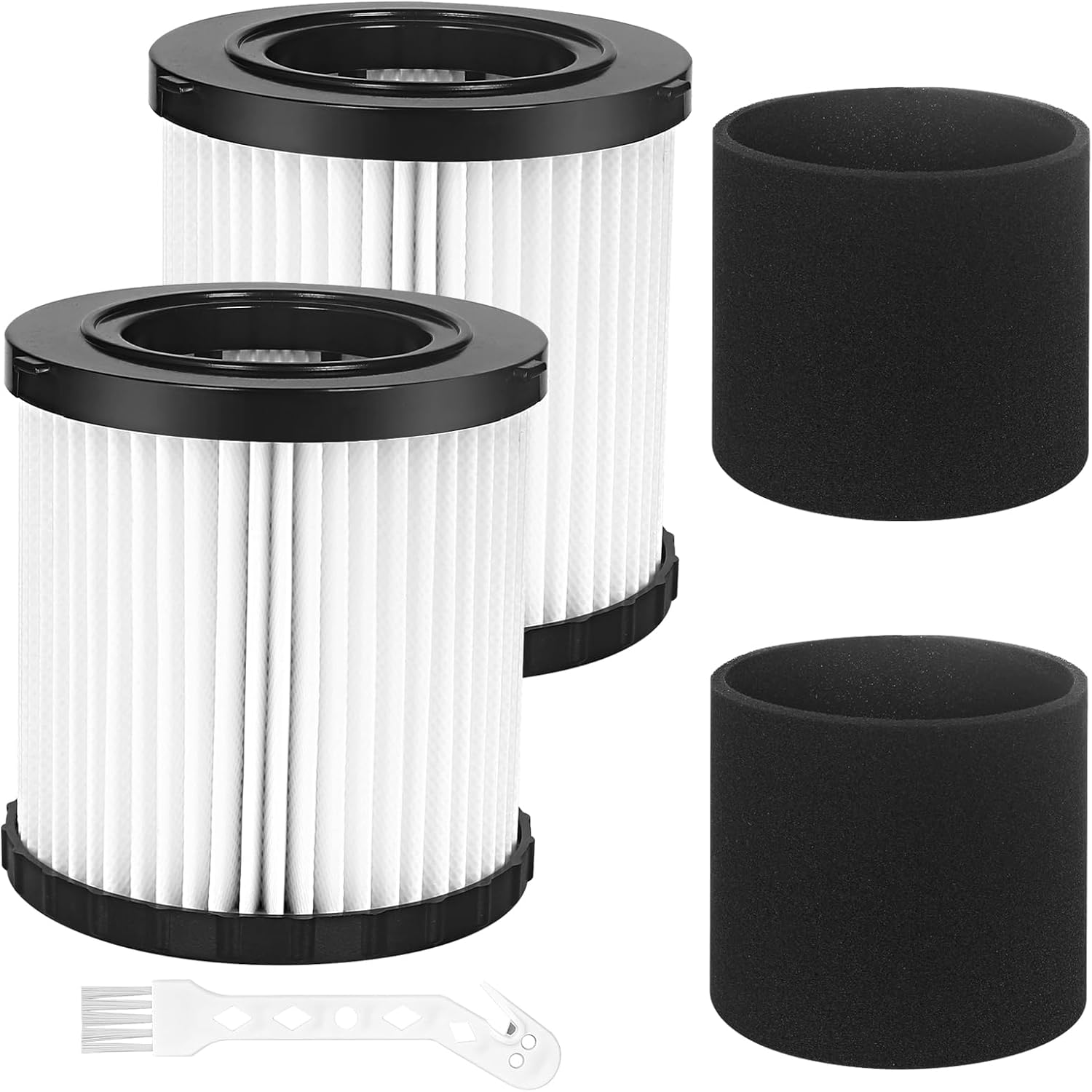 2 Pack DCV580H Vacuum Filter Replacement for DEWALT DCV580H DCV581H 20V MAX MAX Cordless and Corded Wet Dry Vacuum, with 2 Foam Sleeve and 1 Brush