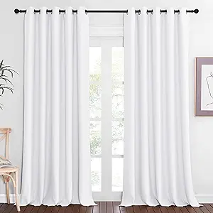 NICETOWN Sliding Door Window Treatment Blackout Patio Door Curtain Panels, Privacy Thermal Drapes for Bedroom Living Room Department with Grommet Top (White, W66 x L110)