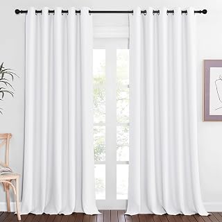 NICETOWN Extra Long Room Darkening Curtain 102 inches Long, Grommet Patio Door Curtain Thermal Drape Sound Reducing for Living Room/Bedroom (White, W66 x L102, 1 Panel)