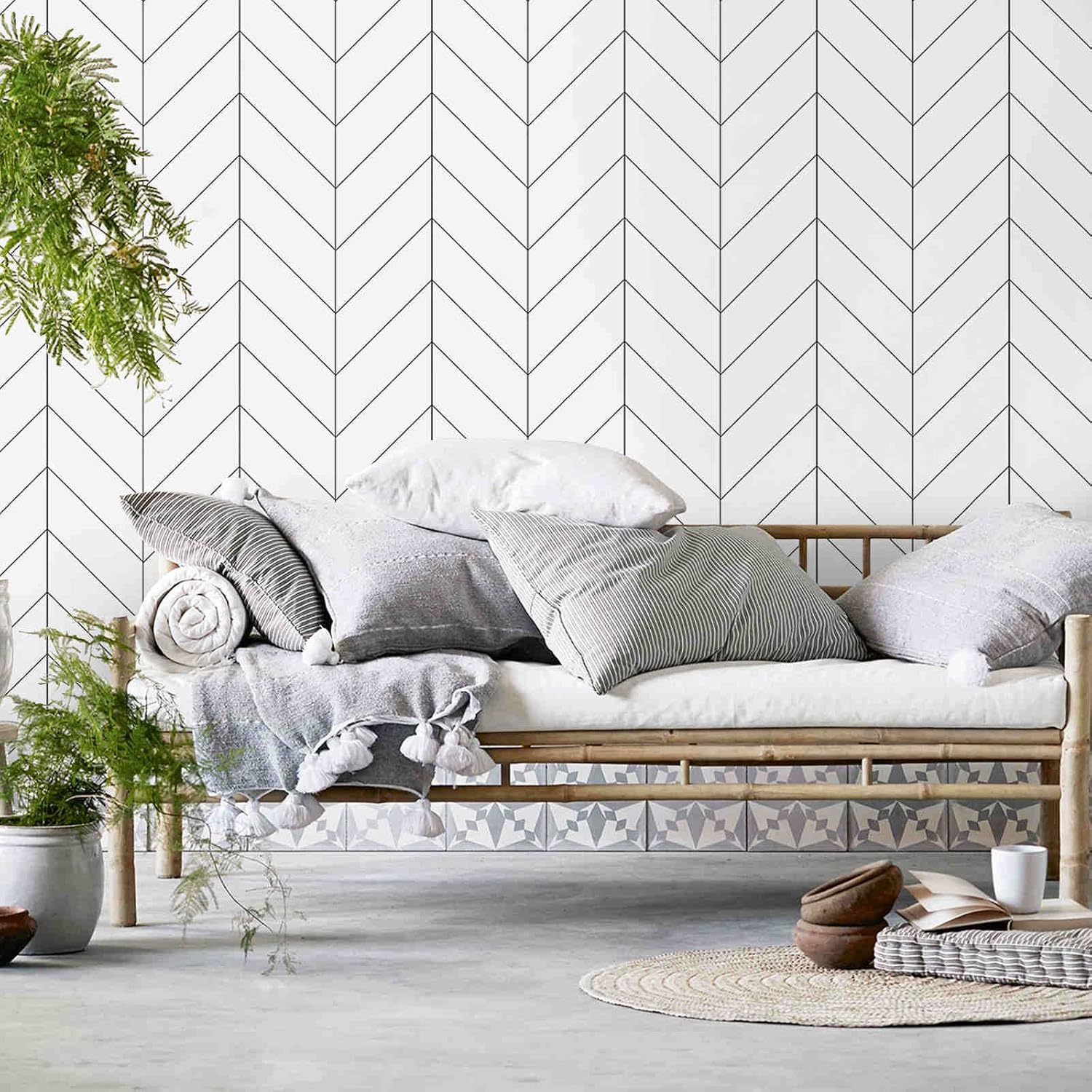 LXCREAT Peel and Stick Wallpaper Stripe Removable Wallpaper 17.71 in X 236 in Black/White Self Adhesive Wallpaper Modern Durable for Home Decoration Old Furniture Renovation