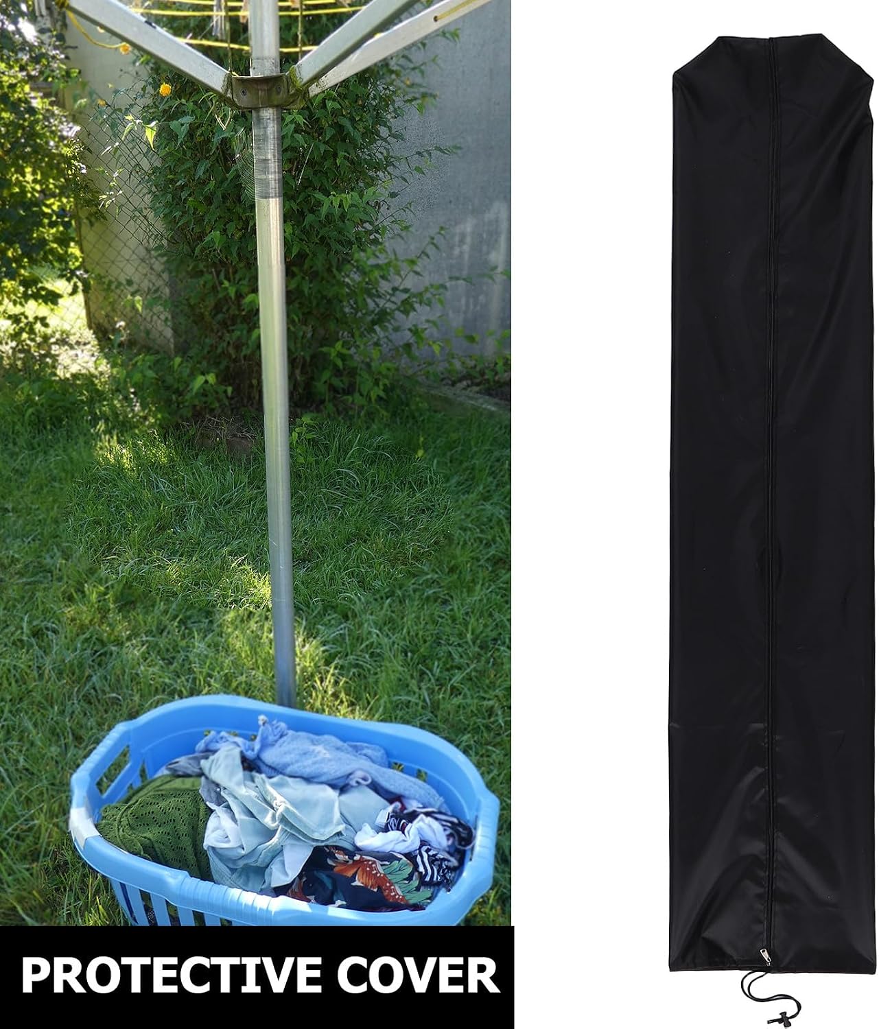 Waterproof Rotary Dryer Cover - Oxford Fabric Outdoor Clothes Drying Rack Protector - Weather Resistant Drawstring Design for Patio Garden Laundry