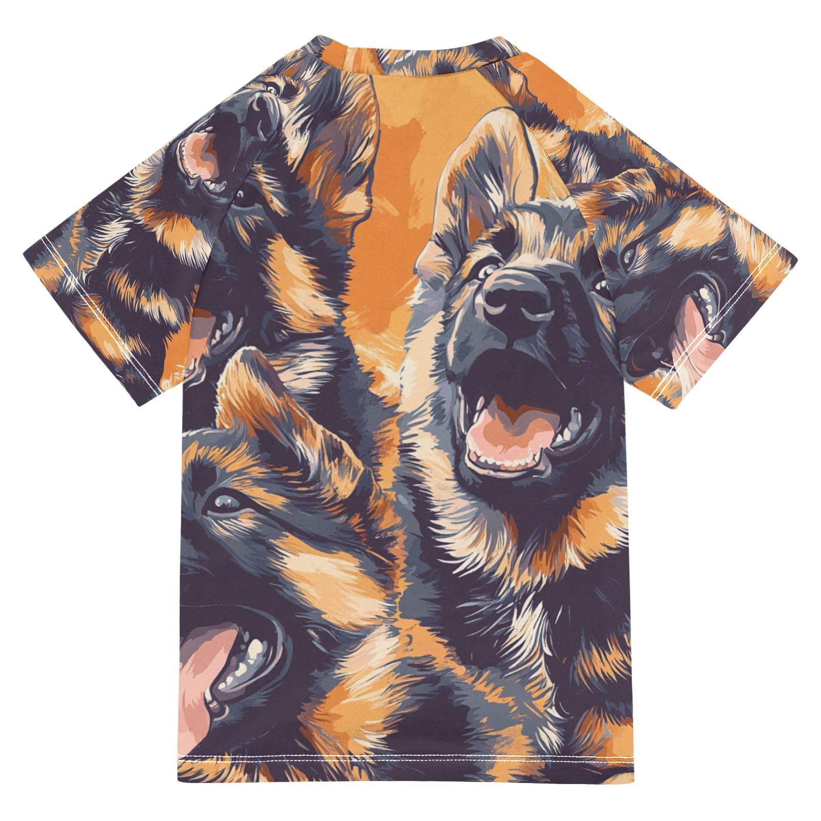 Jucciaco Boys Swimsuit Shepherd Dog Graphic Sunscreen Kids Sun Rashguard Short Sleeve T-Shirts Swimwear Sets UPF 50+ Multicoloured