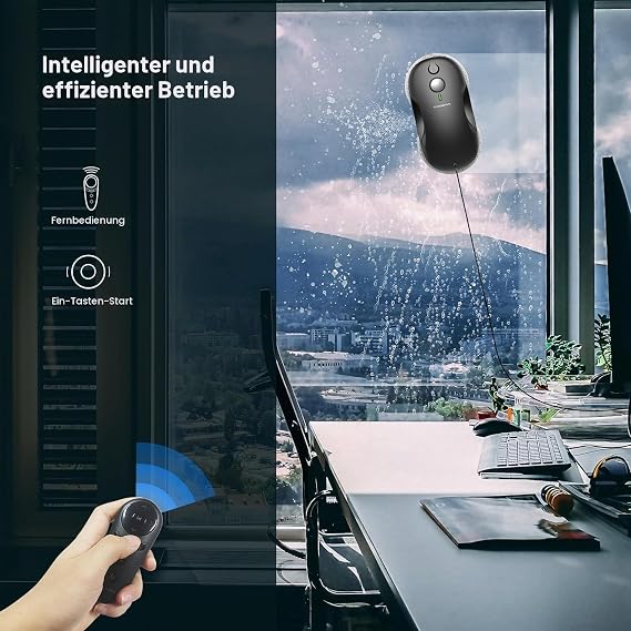 Tosima W3 Window Cleaning Robot Automatic Spray Function with 80 ml Tank Triple Safety System Window Robot Intelligent Navigation Remote Control for All Smooth Surfaces with 12 Wipes